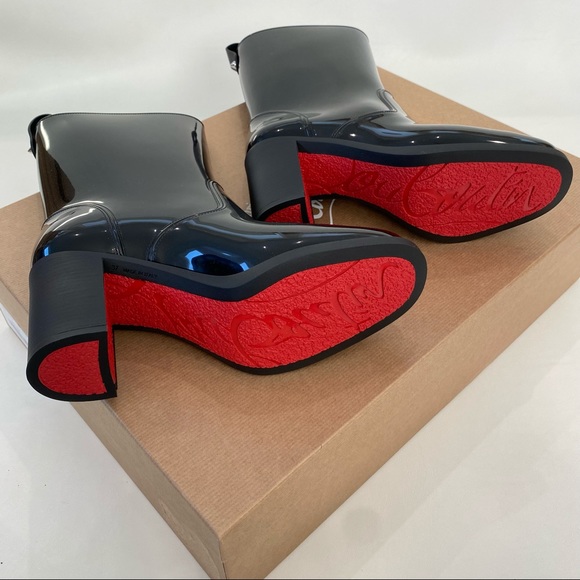Christian Louboutin Loubirain Loubi Rain Boot Black PVC EU 37 US 7 - Picture 12 of 14